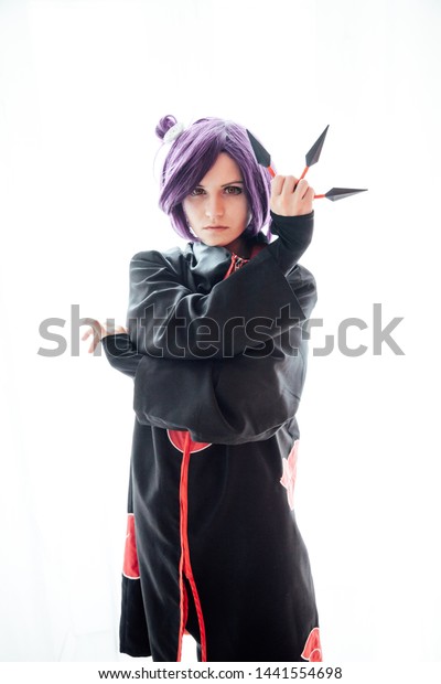 Girl Anime Purple Hair Samurai Ninja People Beauty Fashion