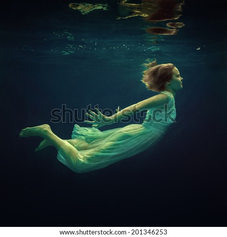 Girl Beautiful Dress Under Water Stock Photo (Edit Now) 201346253 ...