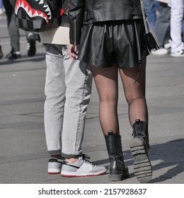 Girl In Black Pantyhose In Duomo Square, Milan, Italy