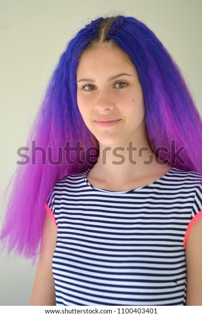 blue and purple hair