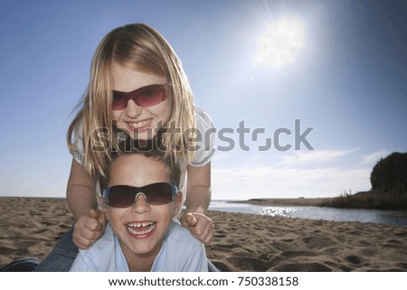 Similar – Happy children playing in the park