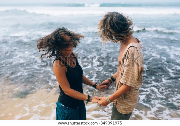 Girl Boy Twist Hair On Background Stock Photo Edit Now 349091975