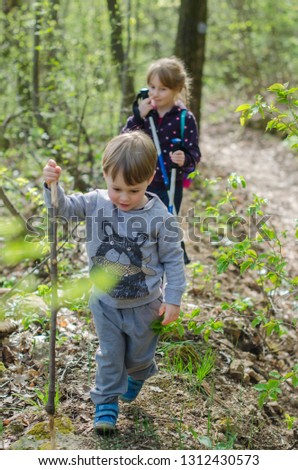 Similar – Image, Stock Photo Little girl putting apple inside of wicker basket