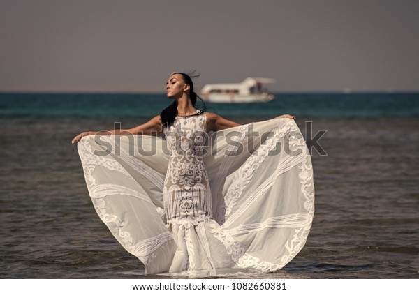 Girl Bride Posing Wedding Dress White Stock Photo Edit Now