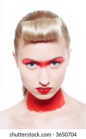 A girl with a bright make-up in extravagant style. Beauty by Elle Nova. Photo N1