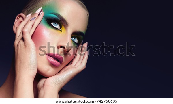 Girl Bright Makeupfashion Beauty Makeup Accessories Stock Photo (Edit