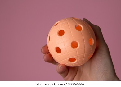 Girl Carrying Floorball Close Up Shot