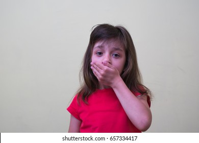 Girl Child Hands Closed Mouth