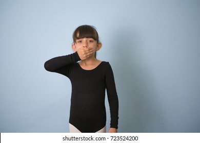 Girl Child Hands Closed Mouth