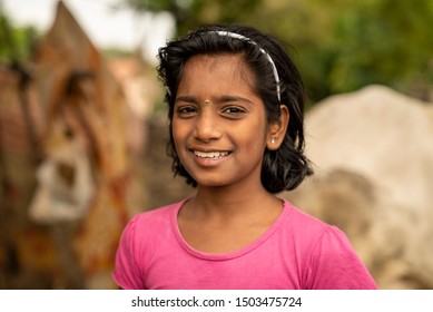 Girl Child Posing For The Camera  Marathwada Region Satara District Of Maharashtra State India
Clicked On 6 July 2018