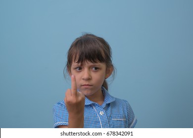 Girl Child With Shows Middle Finger