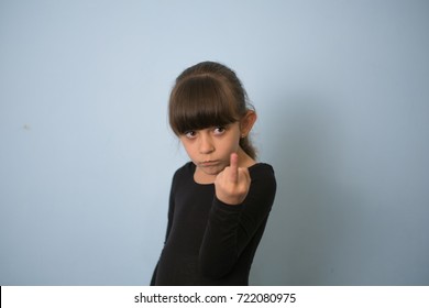 Girl Child With Shows Middle Finger