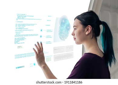 Girl Coding On A Interactive Screen