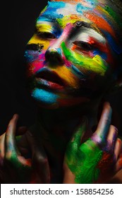 Girl With Color Face Art