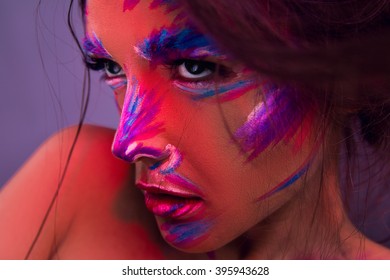  girl with colorful bodyart
