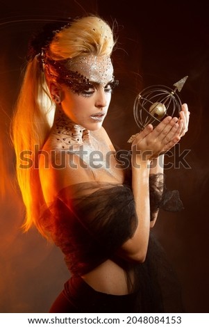 girl with creative makeup. girl sagittarius. zodiac sign sagittarius