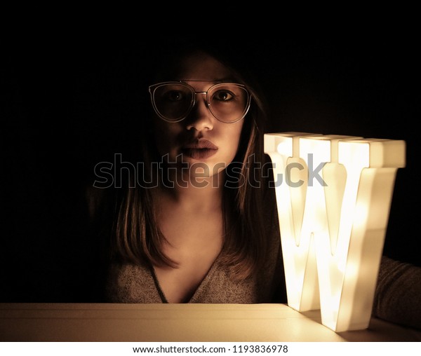 Girl Dark Light Letter W Tumblr Stock Photo Edit Now 1193836978