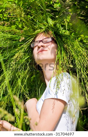 Similar – Foto Bild Portrait von einer jungen Frau im Bambus Dschungel