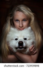 Girl and dog portrait,