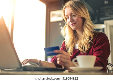 Girl doing e-shopping