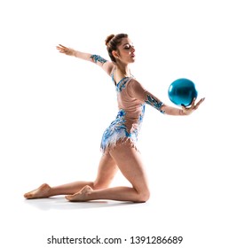 Girl Doing Rhythmic Gymnastics With Ball