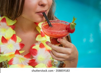 Girl Drinking Alcoholic Cocktail