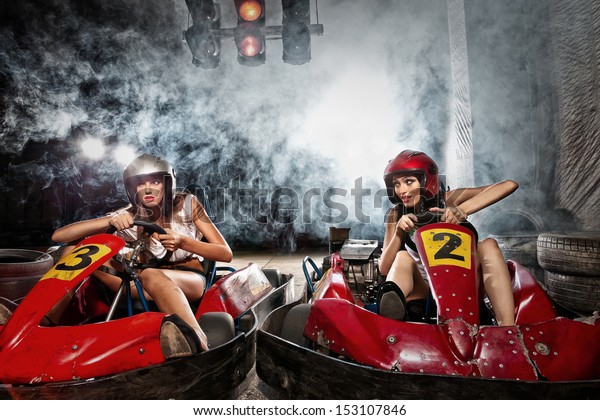 Girl Driving Gokart Speed Karting Foto Stock 153107846 Shutterstock 