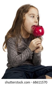 Girl Eating Apple Candy