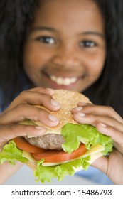 Girl Eating Healthy Burger