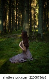 A Girl Elf Sitting In The Forest 