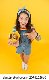 Girl Enjoy Favorite Sugary Treats, Baking Cupcake Concept