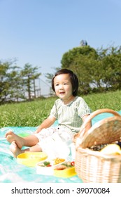 Girl enjoys picnic