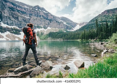 Girl Explores Wall Lake situaded in Canada - Powered by Shutterstock