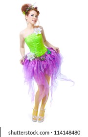 Girl In Fairy Costume, White Background