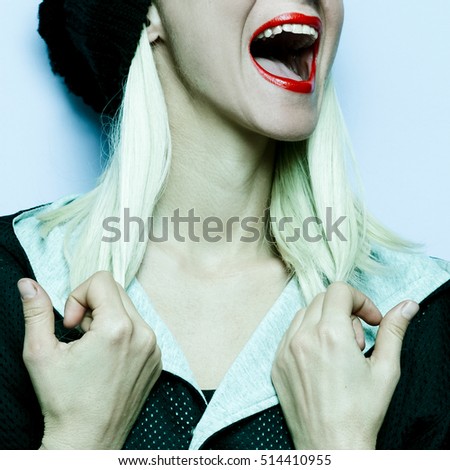 Young stressed woman wearing rabbit ears