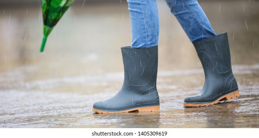 Girl Feet Rubber Boots Umbrella Under Stock Photo 1405309619 | Shutterstock