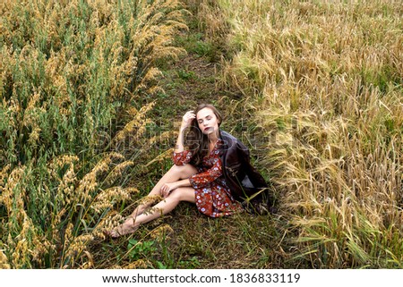 Similar – Junge Rothaarige Frau in der Natur im Herbst