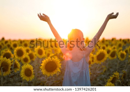 Similar – Image, Stock Photo Sunny woman with sunflower