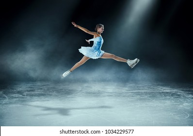 Girl Figure Skating At Ice Arena