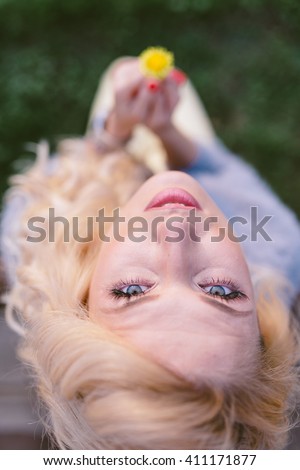 Similar – woman among daisies