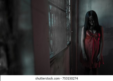 Girl Ghost Red Dress Stock Photo ...