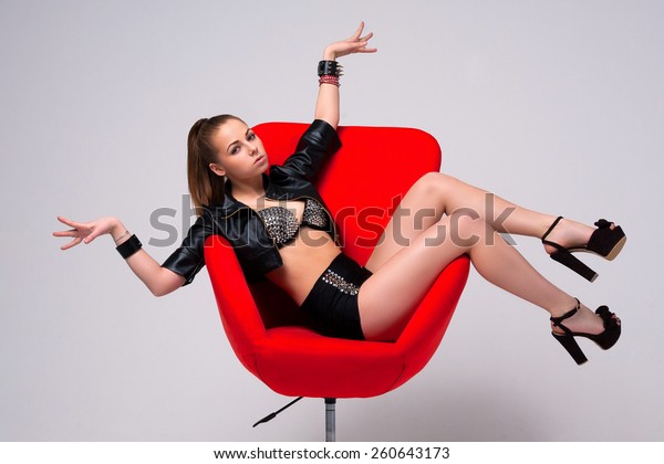 Girl Gogo Dancer Red Chair Stock Image Download Now