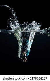 Girl In Green Dress Under Water