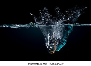 Girl In Green Dress Under Water