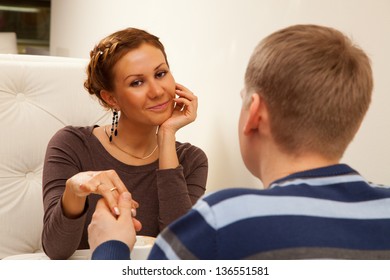 Girl Guy Coffee Shop During First Stock Photo 136551581   Shutterstock