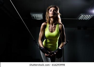 Girl In The Gym Doing Exercises In The Squat Rack Looking Forward