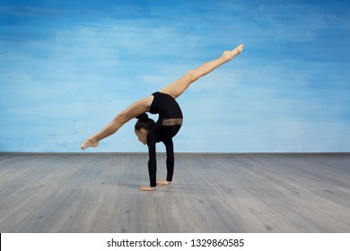 Young Girl Black Gymnastic Swimsuit Gymnast Stock Photo 1321064225 ...