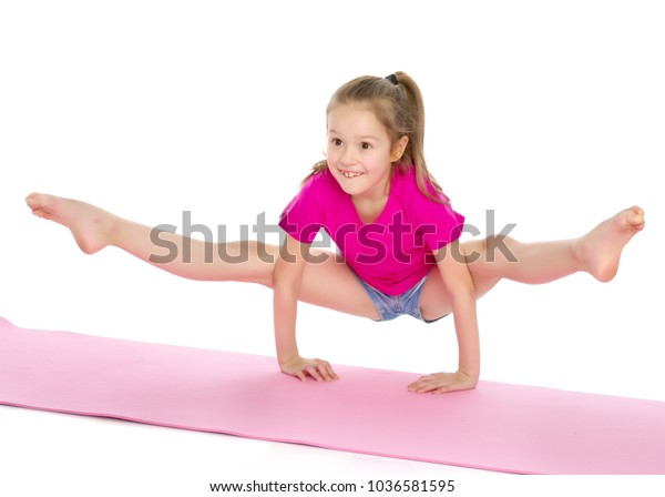 Girl Gymnast Performs Acrobatic Element On Stock Photo 1036581595 ...