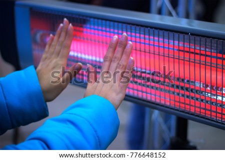 Image, Stock Photo heater with red hot pipe on white background