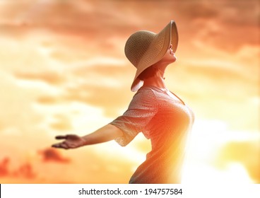 the girl is happy summer sun - Powered by Shutterstock